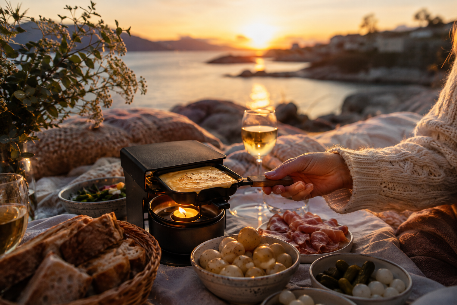 Raclette individuelle à la bougie face à la mer à Marseille